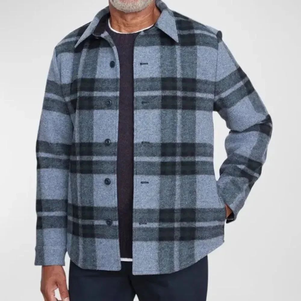 Vince Heavy Knit Brushed Flannel Plaid Shirt Jacket
WW12